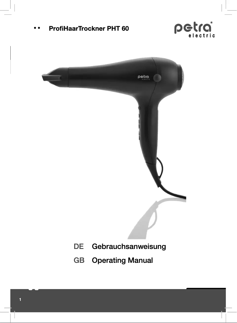 Page 1 de la notice Manuel utilisateur Petra Electric PHT 60