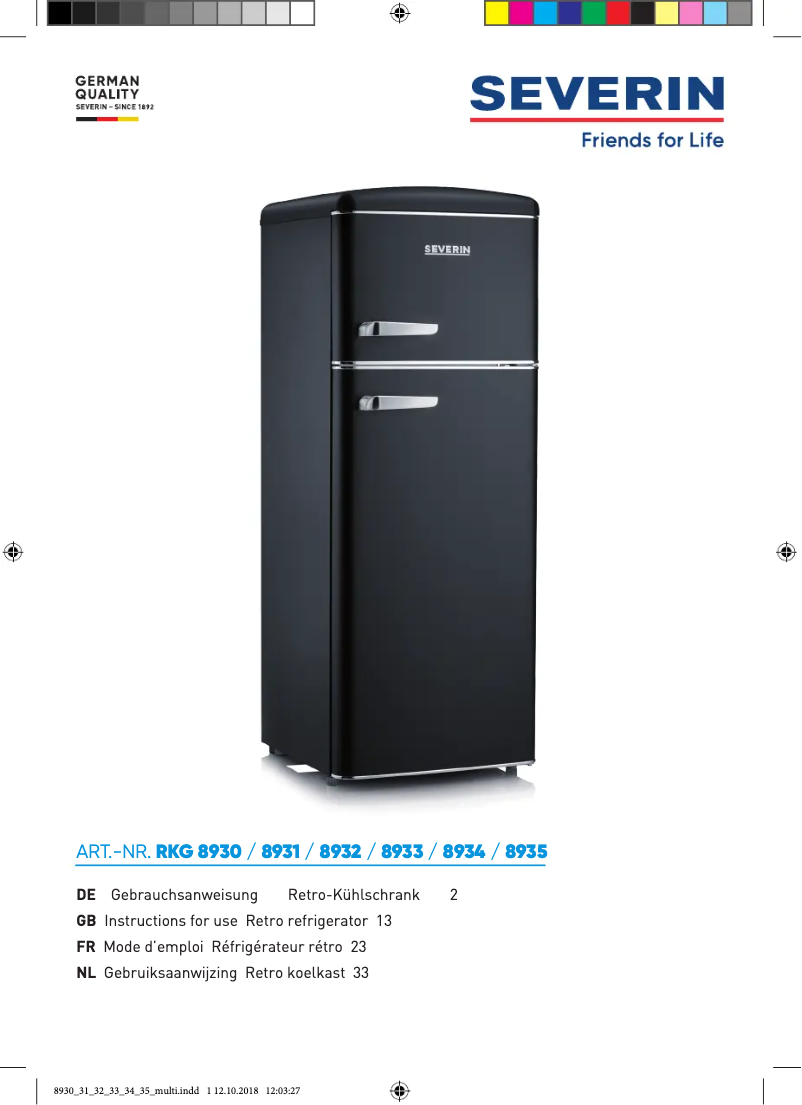 Page 1 de la notice Manuel utilisateur Severin RKS 8835 Retro