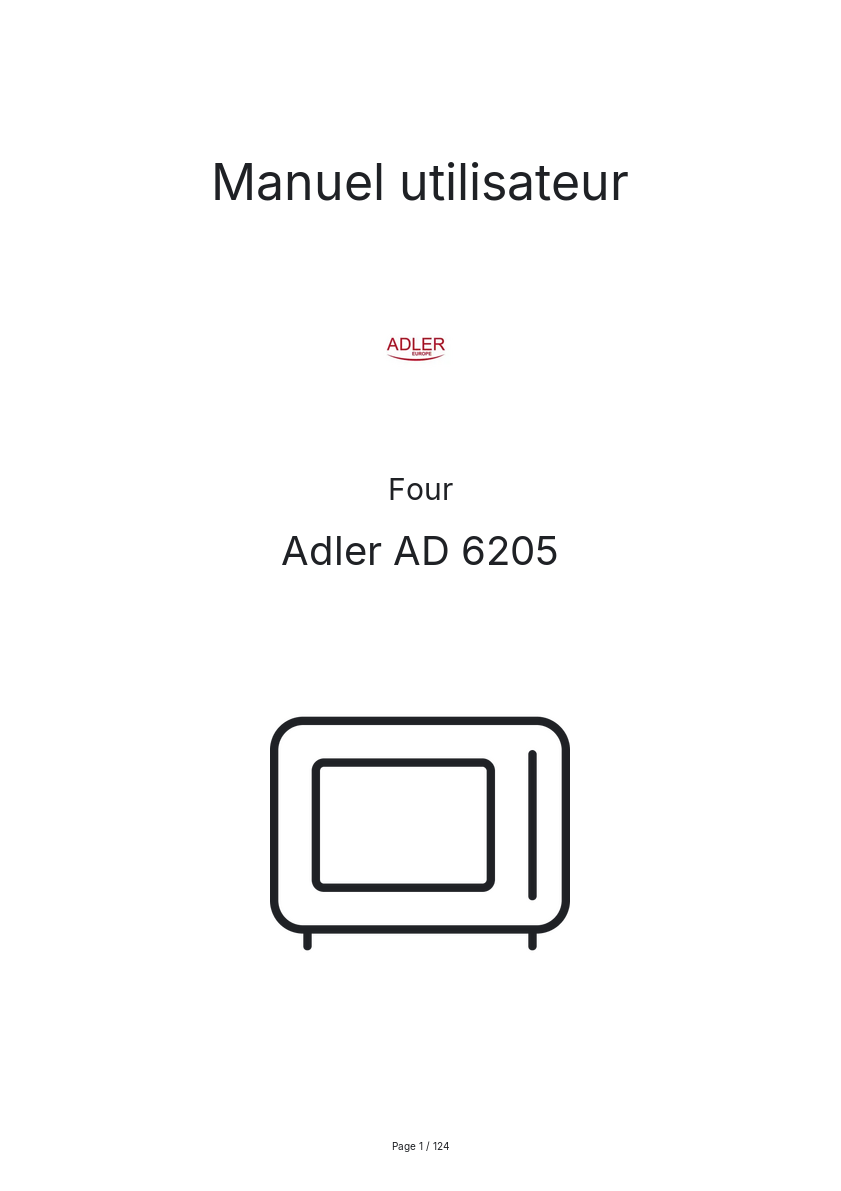 Page 1 de la notice Manuel utilisateur Adler AD 6205