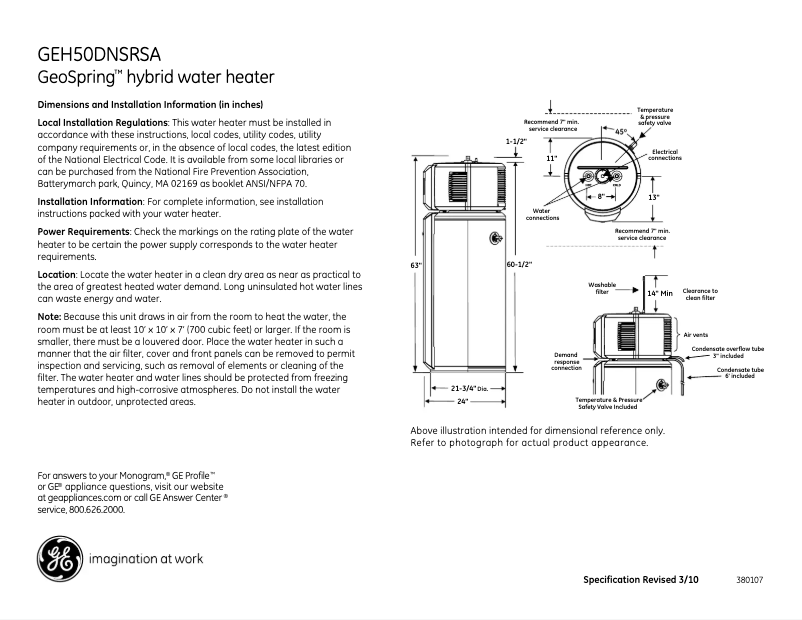 Image de la première page du manuel de l'appareil GeoSpring H50DNSRSA