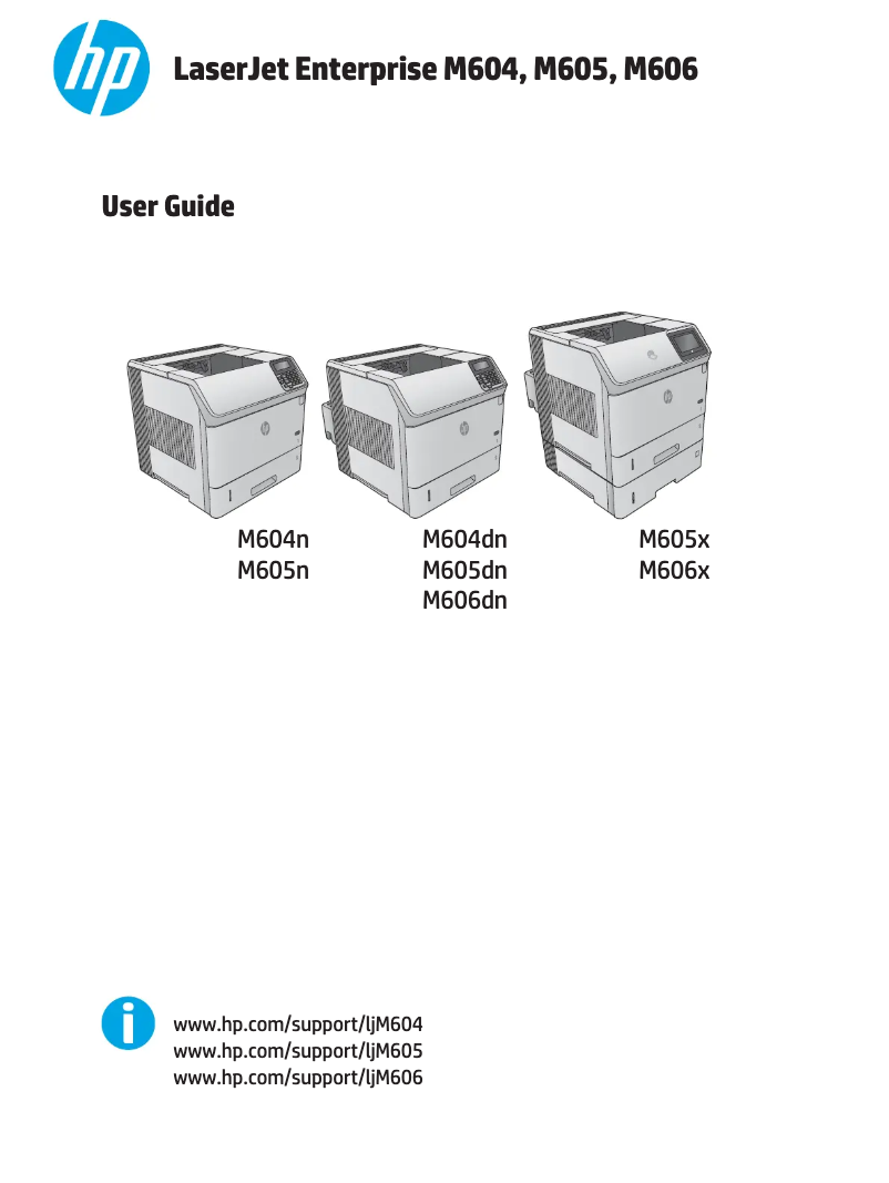 Page 1 de la notice Manuel utilisateur HP LaserJet Enterprise M606x