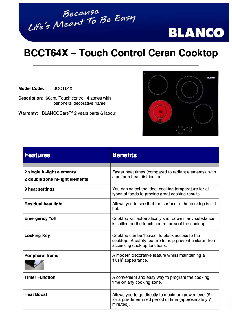 Image de la première page du manuel de l'appareil BCCT64X