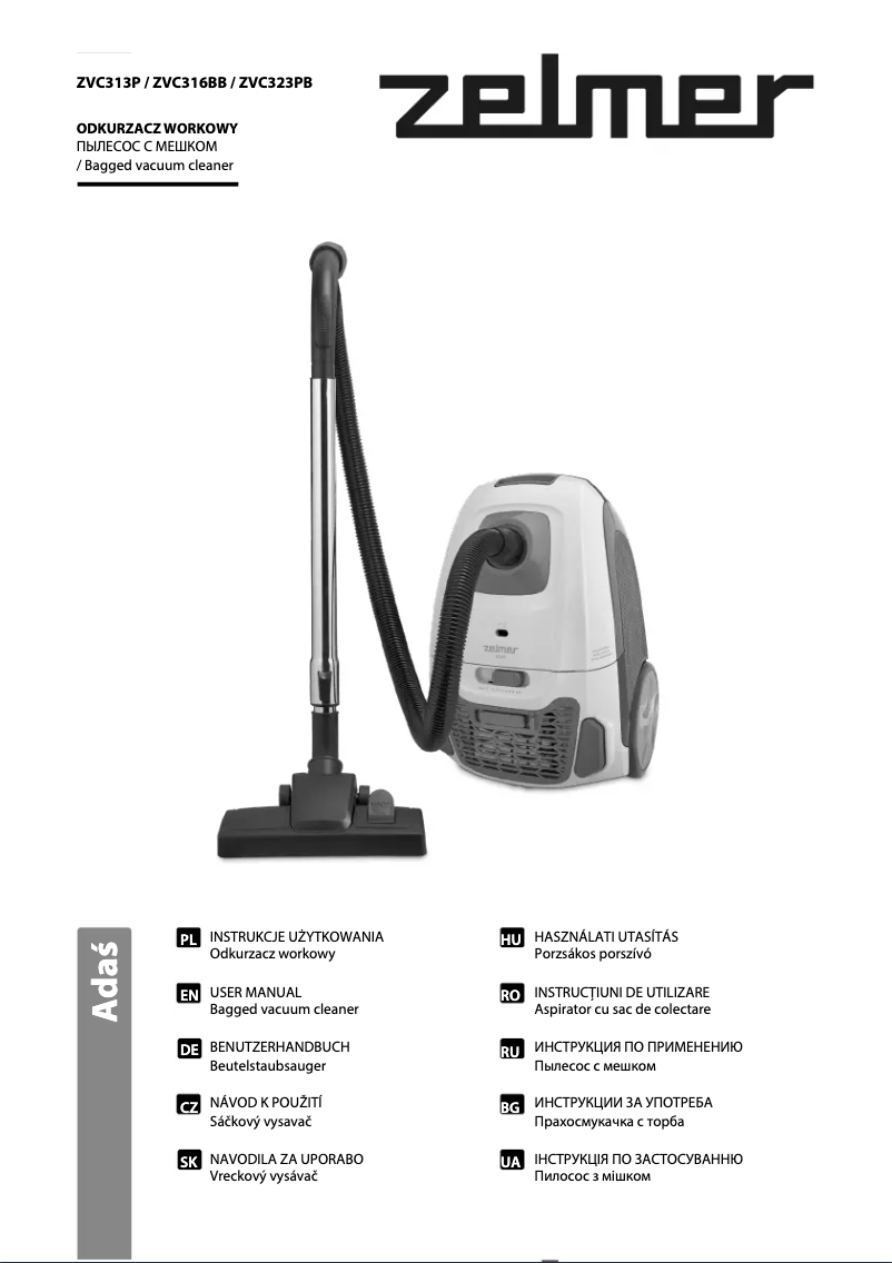 Page 1 de la notice Manuel utilisateur Zelmer Adaś ZVC316BB