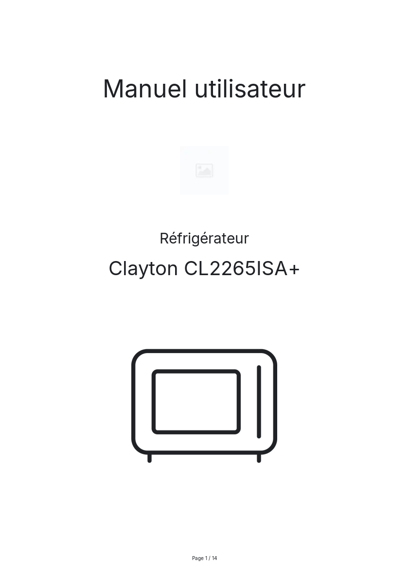 Page n°1 - Manuel utilisateur Clayton CL2265ISA+