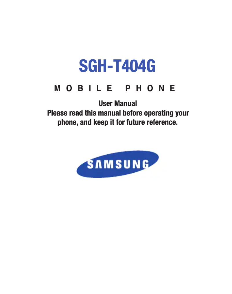 Page 1 de la notice Manuel utilisateur Samsung SGH-T404G