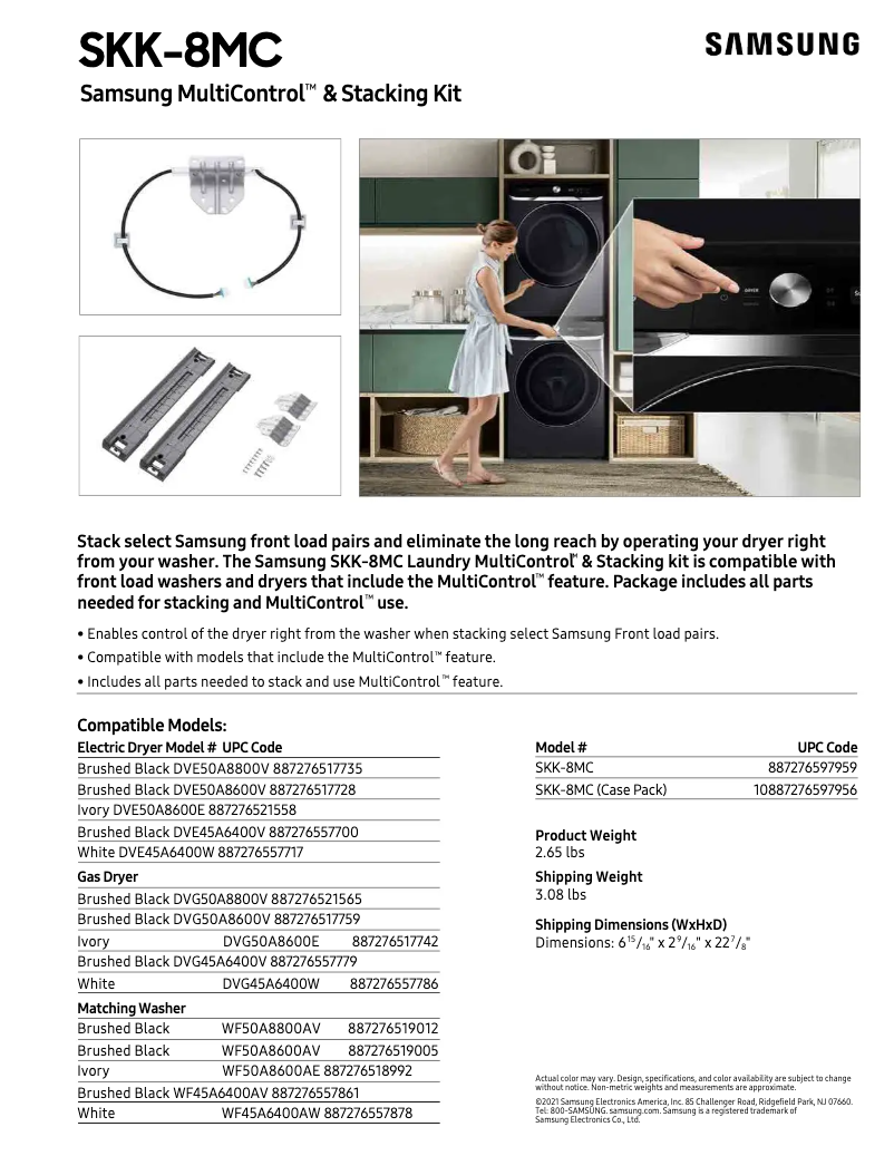Page 1 de la notice Fiche technique Samsung SKK-8MC
