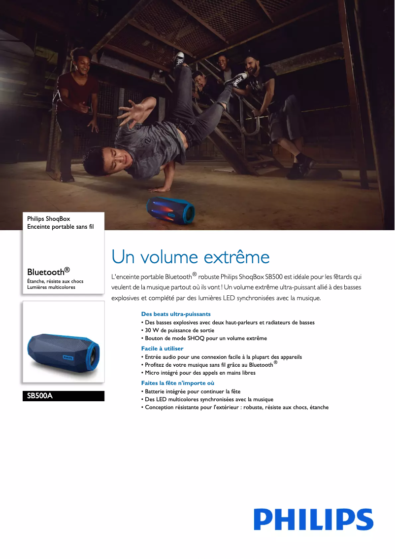 Page n°1 - Fiche technique Philips SB500A