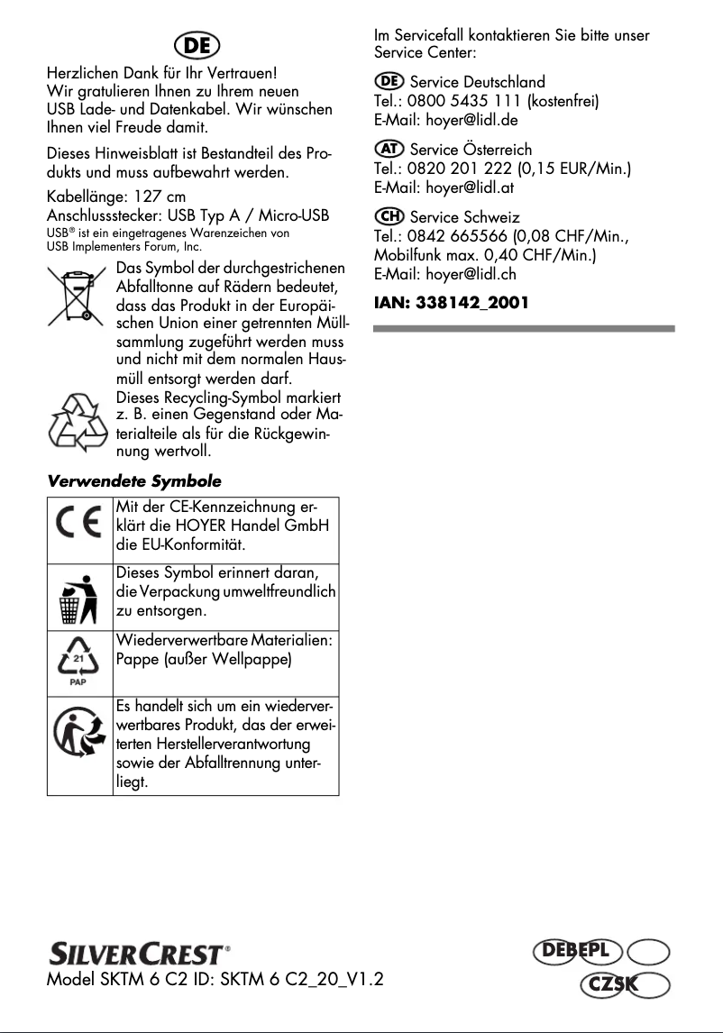 Page n°1 - Manuel utilisateur SilverCrest SKKH 4 B1