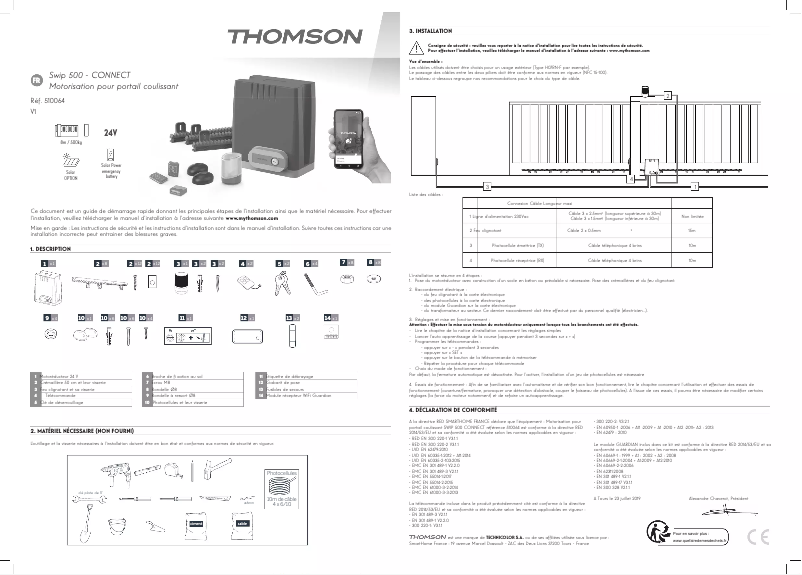 Page n°1 - Guide d'installation Thomson 510064