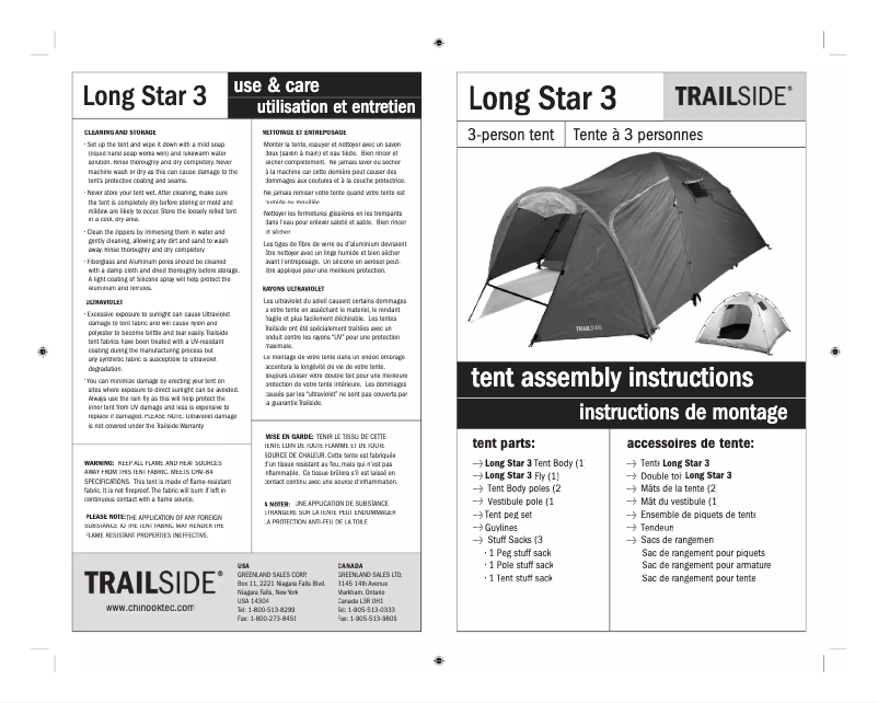 Page n°1 - Manuel utilisateur Trailside Long Star 3