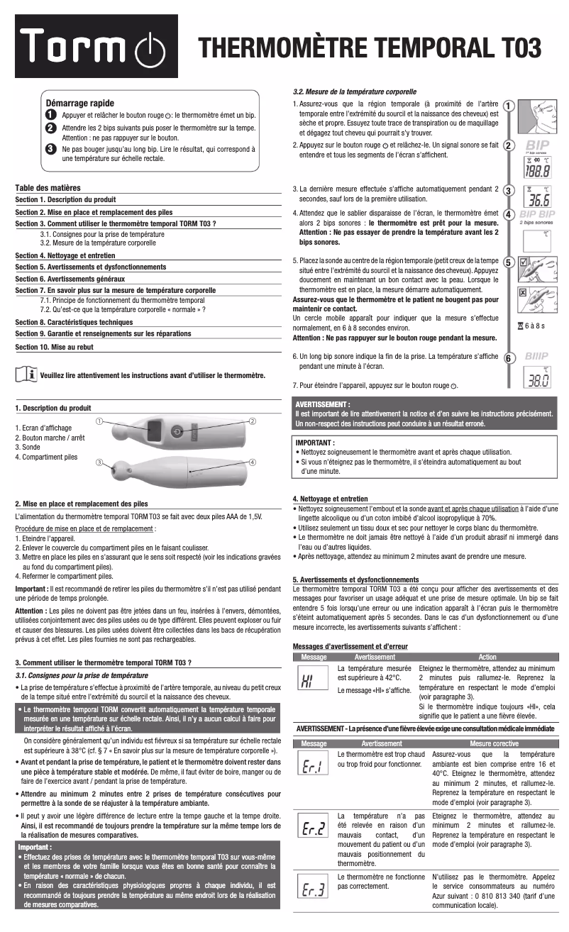 Page n°1 - Manuel utilisateur Torm T03