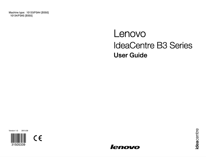 Page 1 de la notice Manuel utilisateur Lenovo IdeaCentre B350