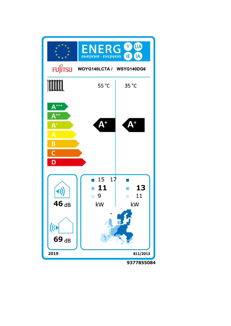 Page n°1 - Label énergétique Fujitsu Waterstage WSYG140DG6