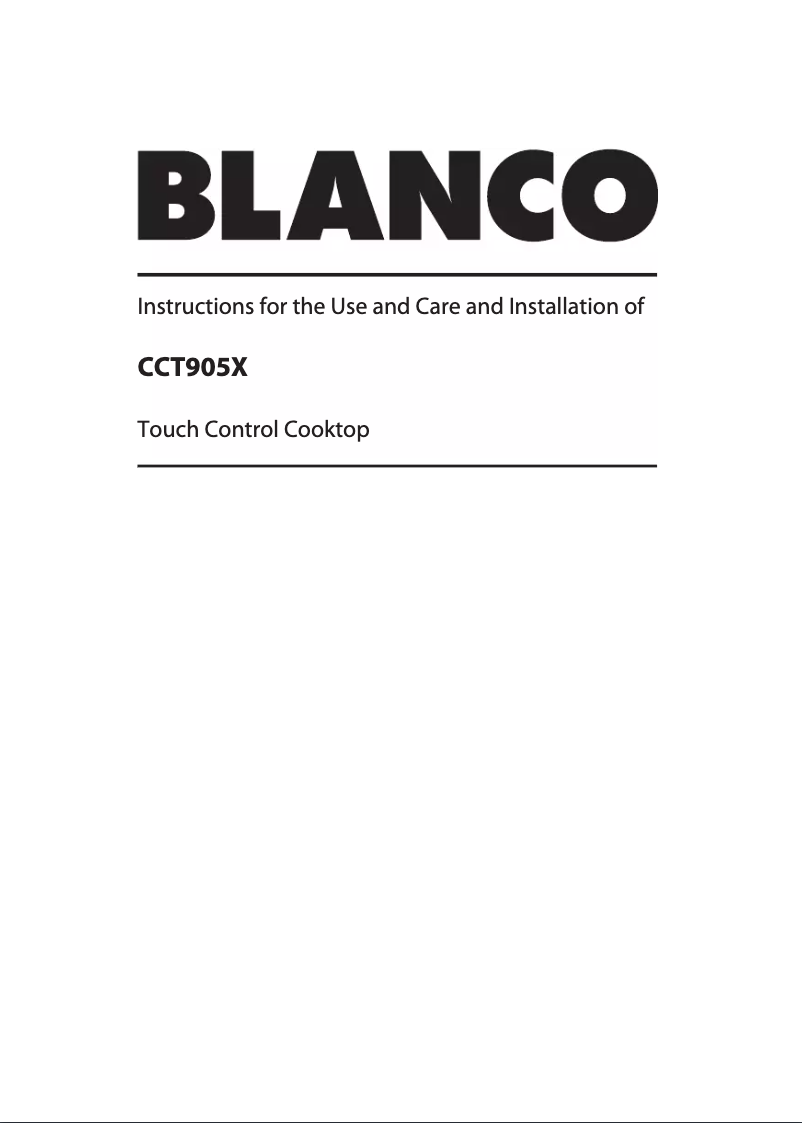 Page 1 de la notice Manuel utilisateur BLANCO CCT905X