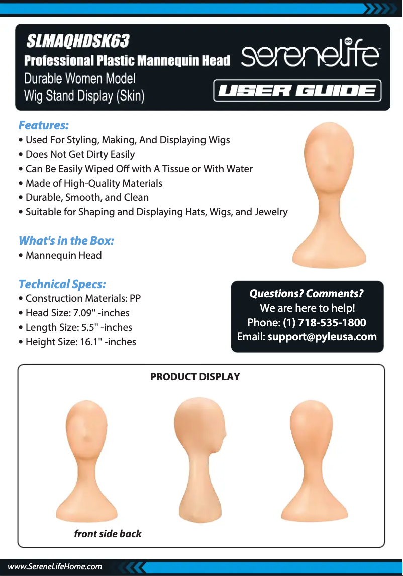 Page 1 de la notice Manuel utilisateur SereneLife SLMAQHDSK63