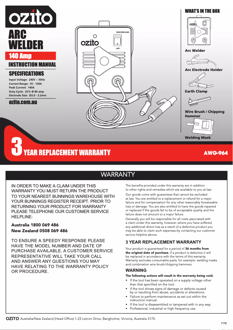 Imagen de la primera página del manual del dispositivo AWG-964