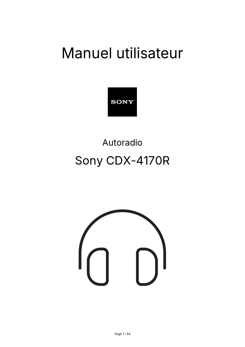Image de la première page du manuel de l'appareil CDX-4170R