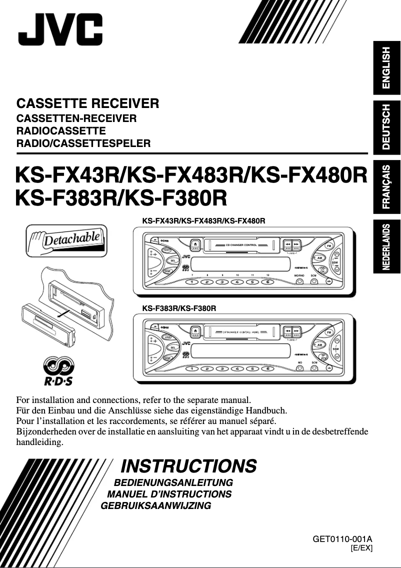 Page 1 de la notice Manuel utilisateur JVC KS-FX483R