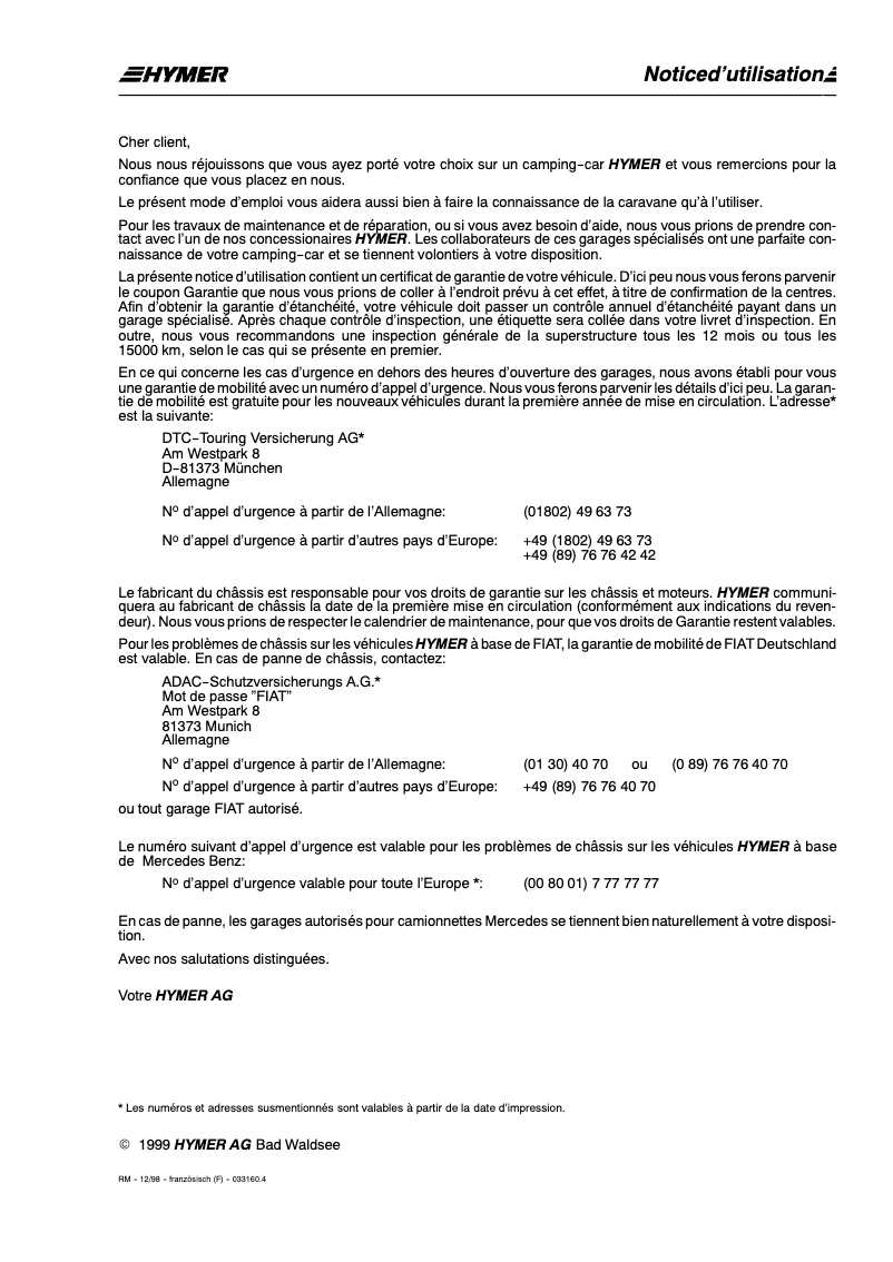 Image de la première page du manuel de l'appareil B684 (1999)