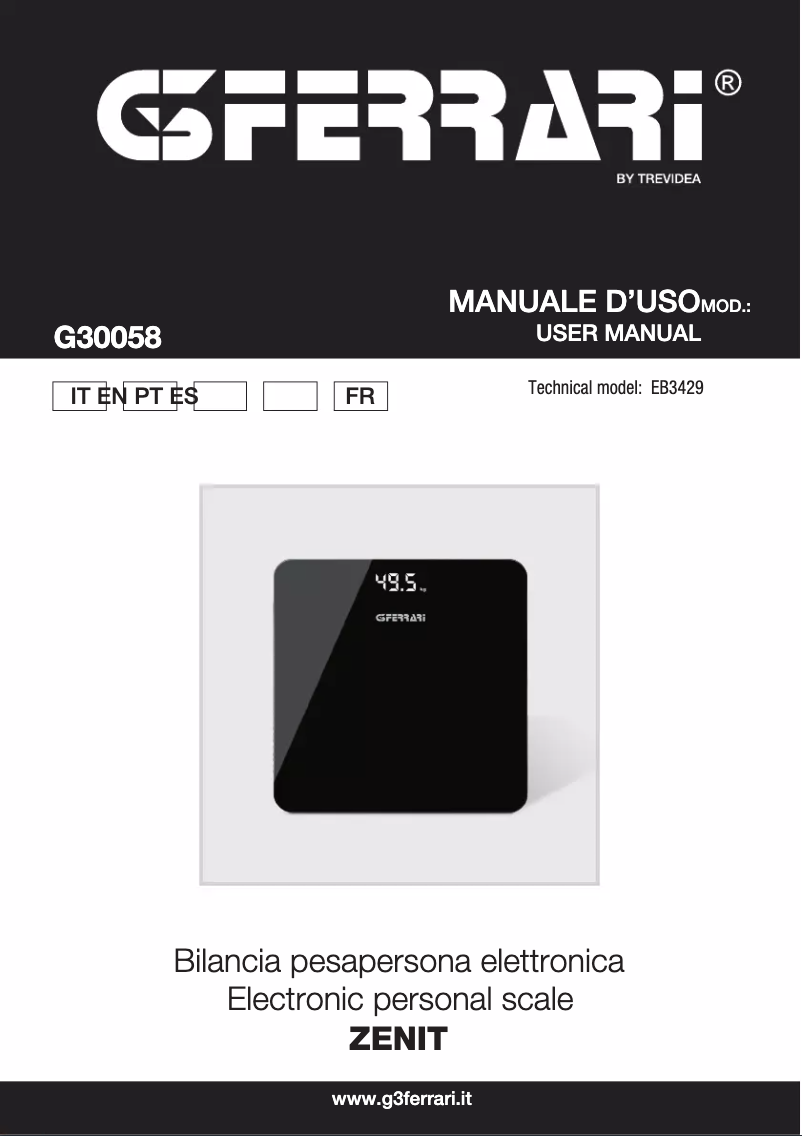 Page 1 de la notice Manuel utilisateur G3 Ferrari Zenit G30058