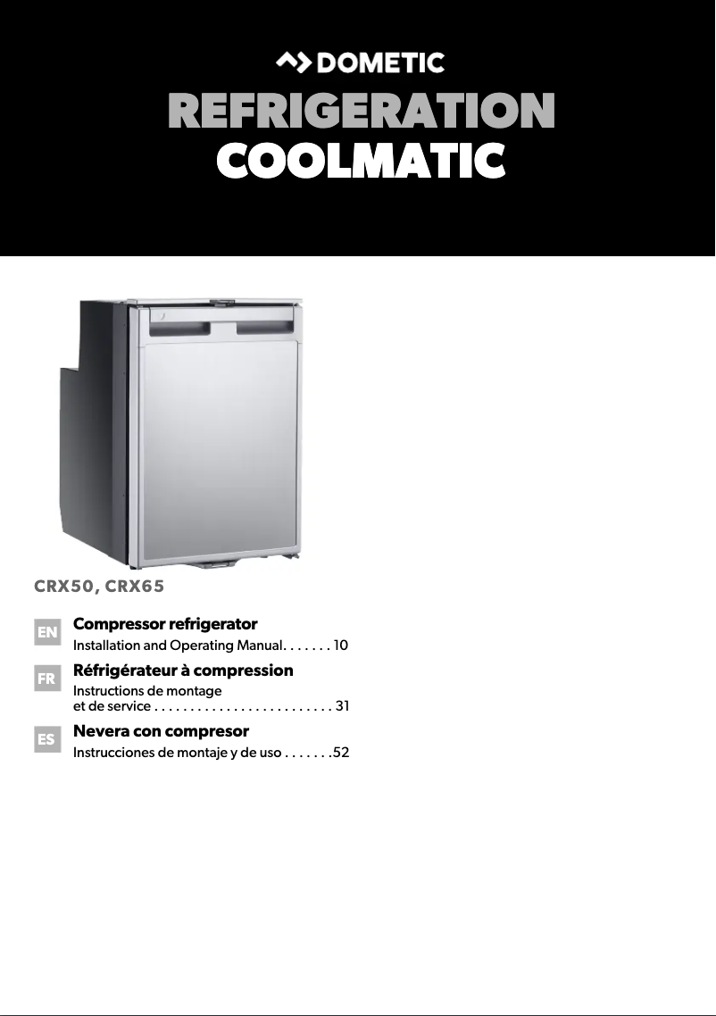 Page 1 de la notice Guide d'installation Dometic CRX 50