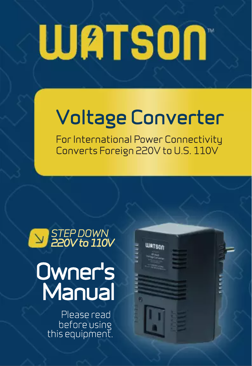 Page 1 de la notice Manuel utilisateur Watson VCG-SD85