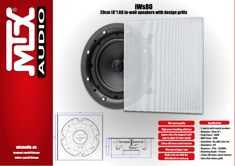 Page n°1 - Manuel utilisateur MTX Audio iWs80