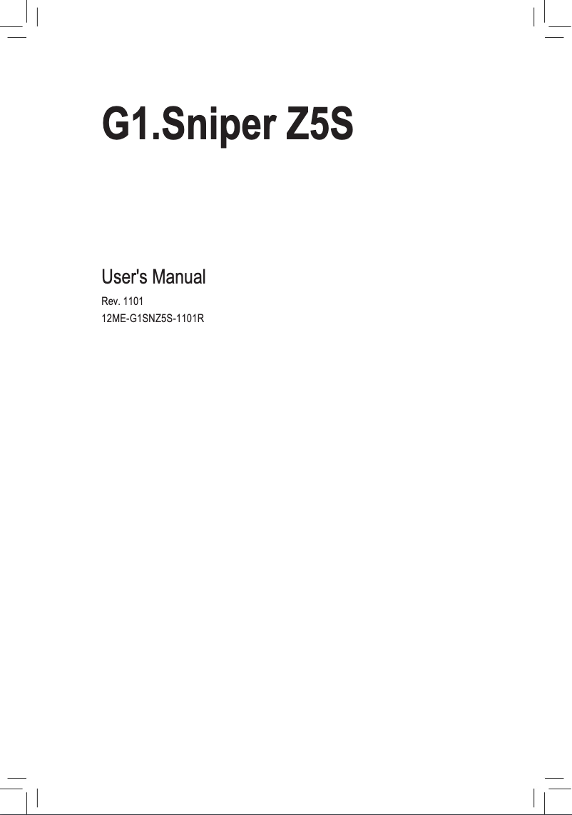 Page 1 de la notice Manuel utilisateur Gigabyte G1.Sniper Z5S