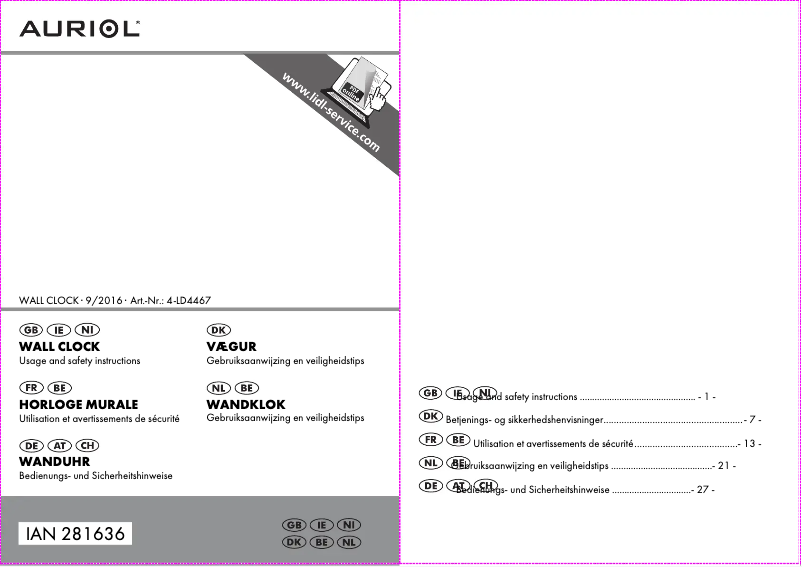 Página 1 del manual Manual de usuario Auriol IAN 281636