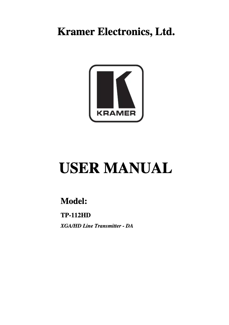 Página 1 del manual Manual de usuario Kramer TP-112HD