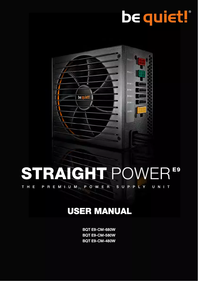 Page 1 de la notice Manuel utilisateur Be Quiet! Straight Power E9 CM 580W