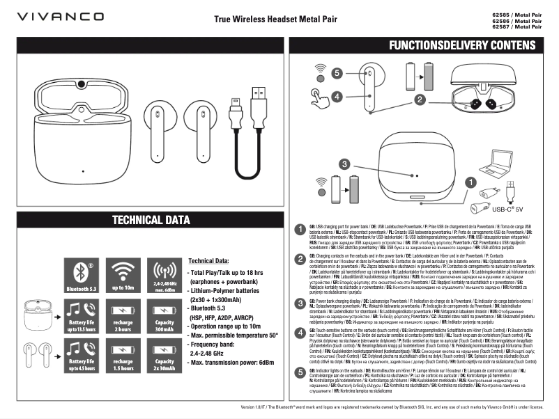 Página 1 del manual Manual de usuario Vivanco Metal Pair