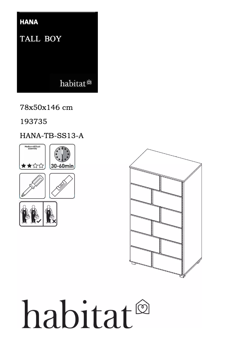 Image de la première page du manuel de l'appareil Hana (78x50x146)