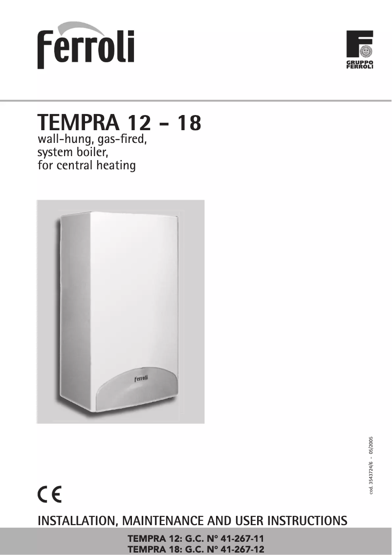 Page n°1 - Manuel utilisateur Ferroli Tempra 18