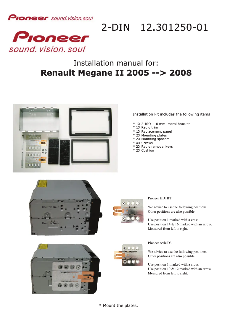 Página 1 del manual Manual de usuario Pioneer 12.301250-01