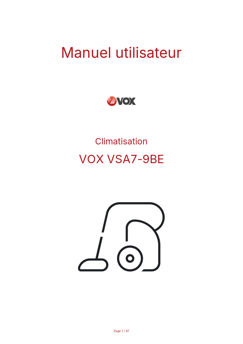 Page n°1 - Manuel utilisateur VOX VSA7-9BE
