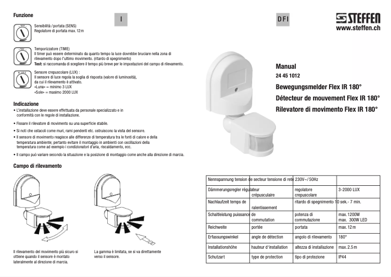 Page 1 de la notice Manuel utilisateur Steffen Flex IR 180°