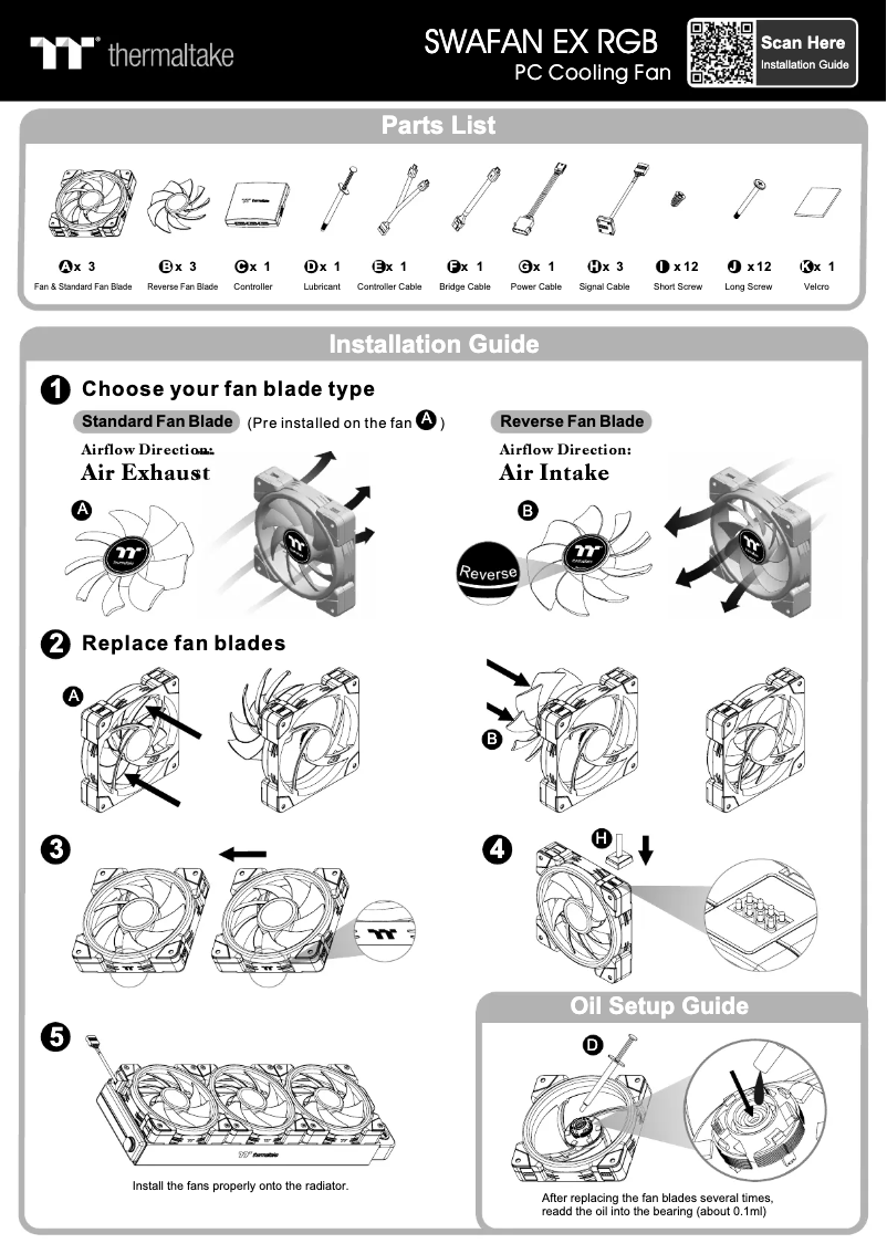 Page n°1 - Guide de démarrage rapide Thermaltake SWAFAN EX14