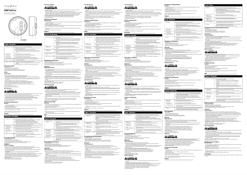 Page n°1 - Manuel utilisateur Nedis SPBT1001PK