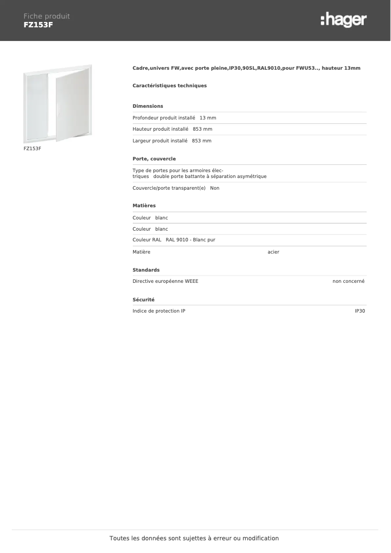 Image de la première page du manuel de l'appareil FZ153F