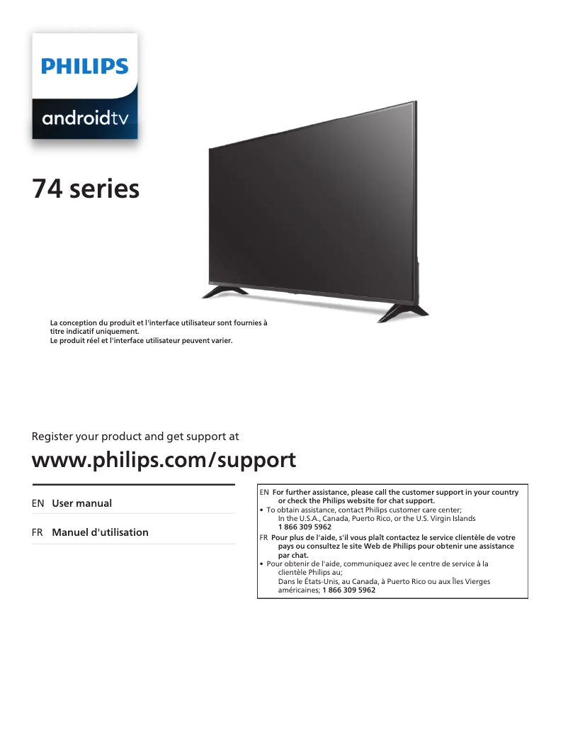 Page 1 de la notice Manuel utilisateur Philips 55PUL7472
