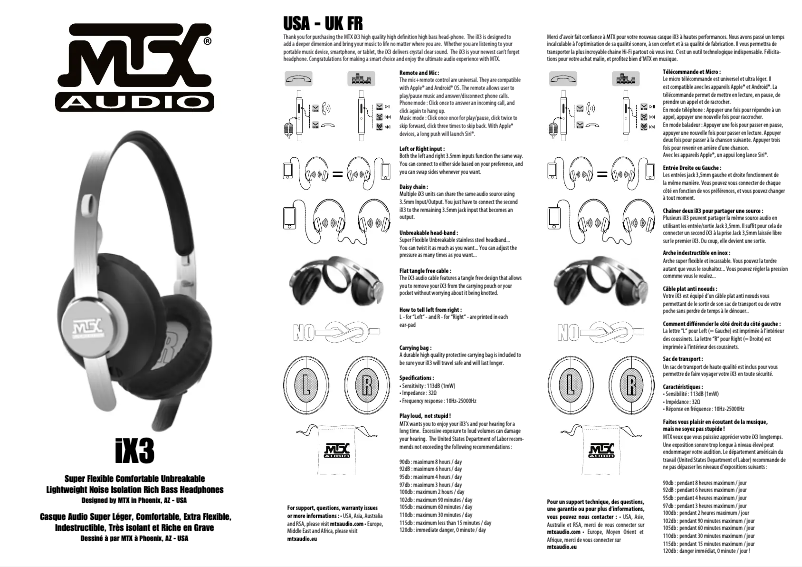 Page n°1 - Manuel utilisateur MTX Audio iX3