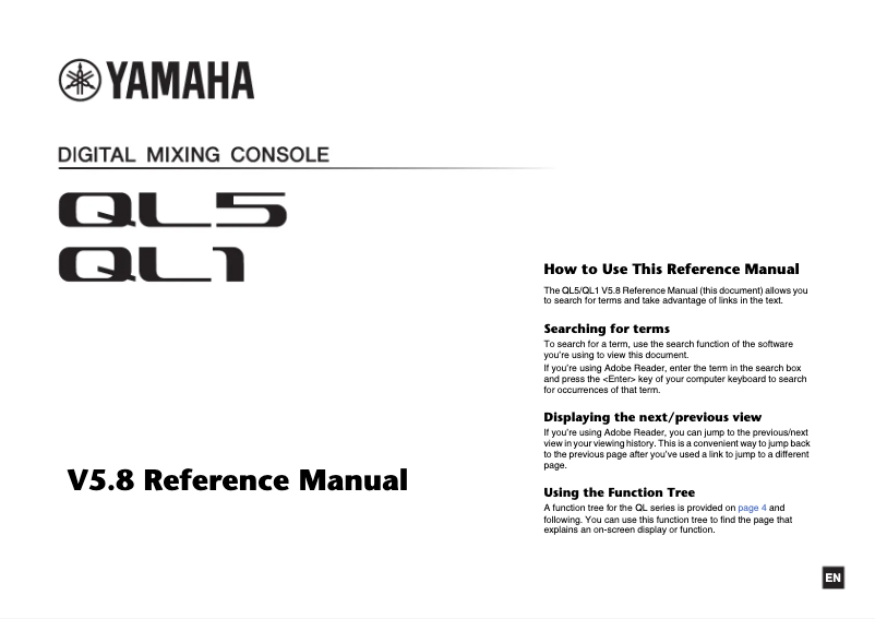Page 1 de la notice Manuel utilisateur Yamaha QL1