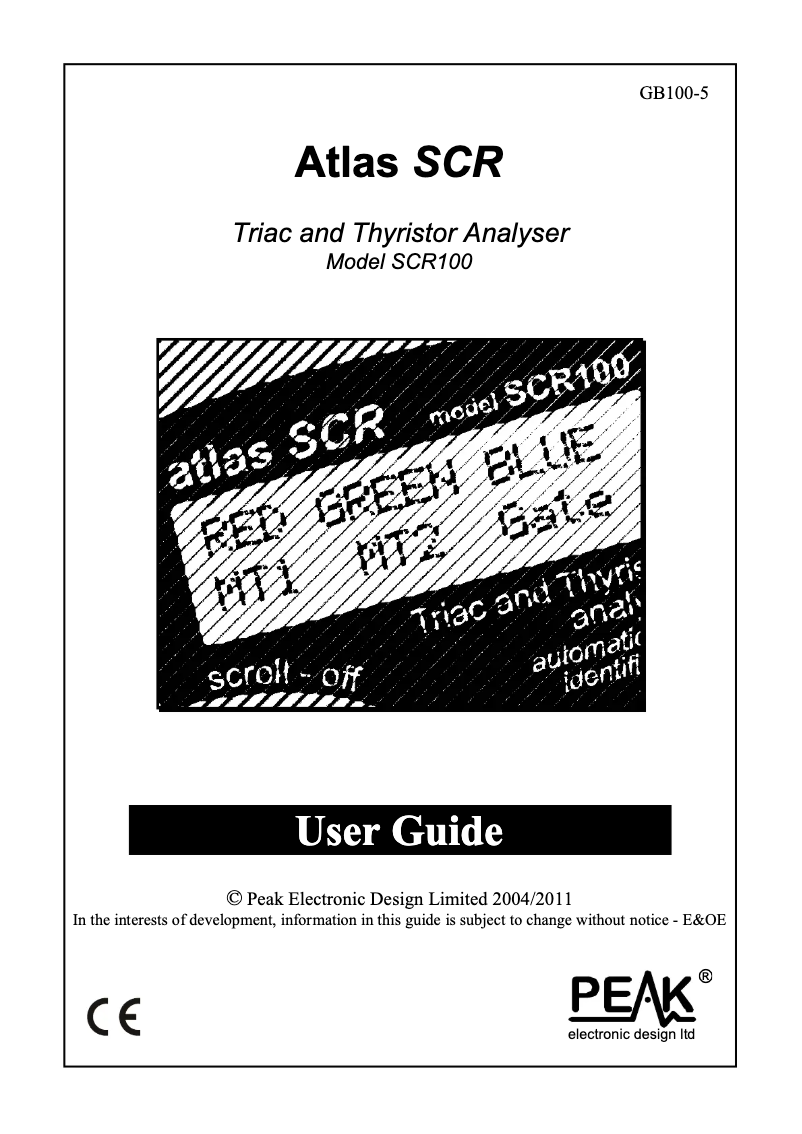 Page 1 de la notice Manuel utilisateur Peak SCR100