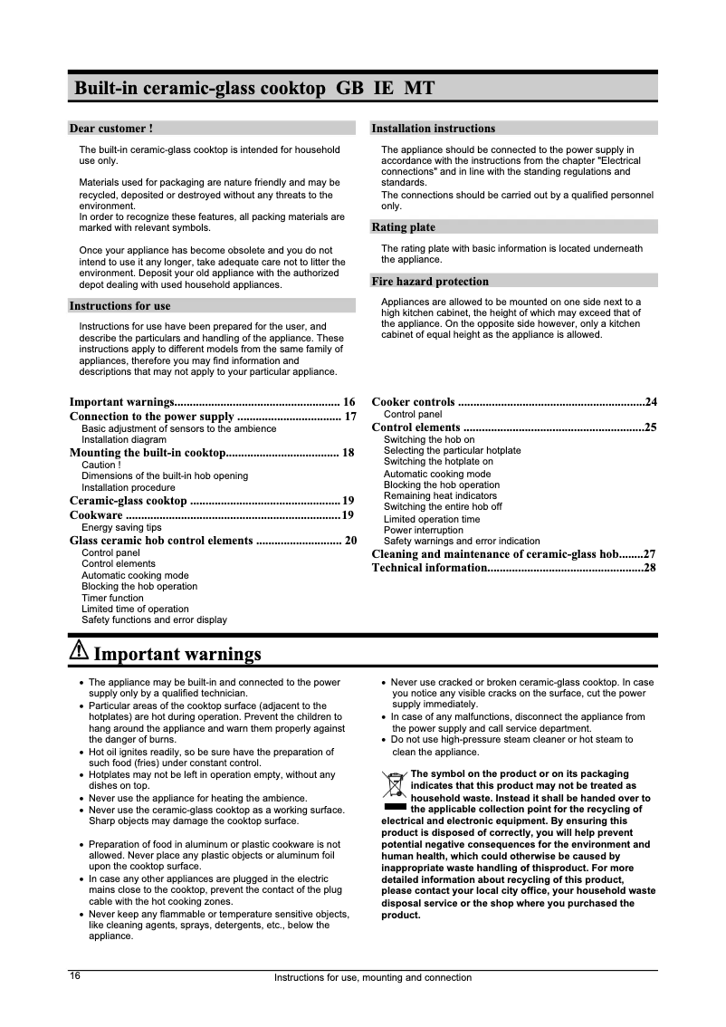Page 1 de la notice Manuel utilisateur Gorenje ECT 680