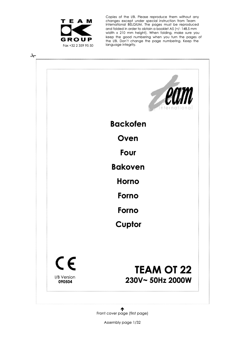 Image de la première page du manuel de l'appareil OT 22