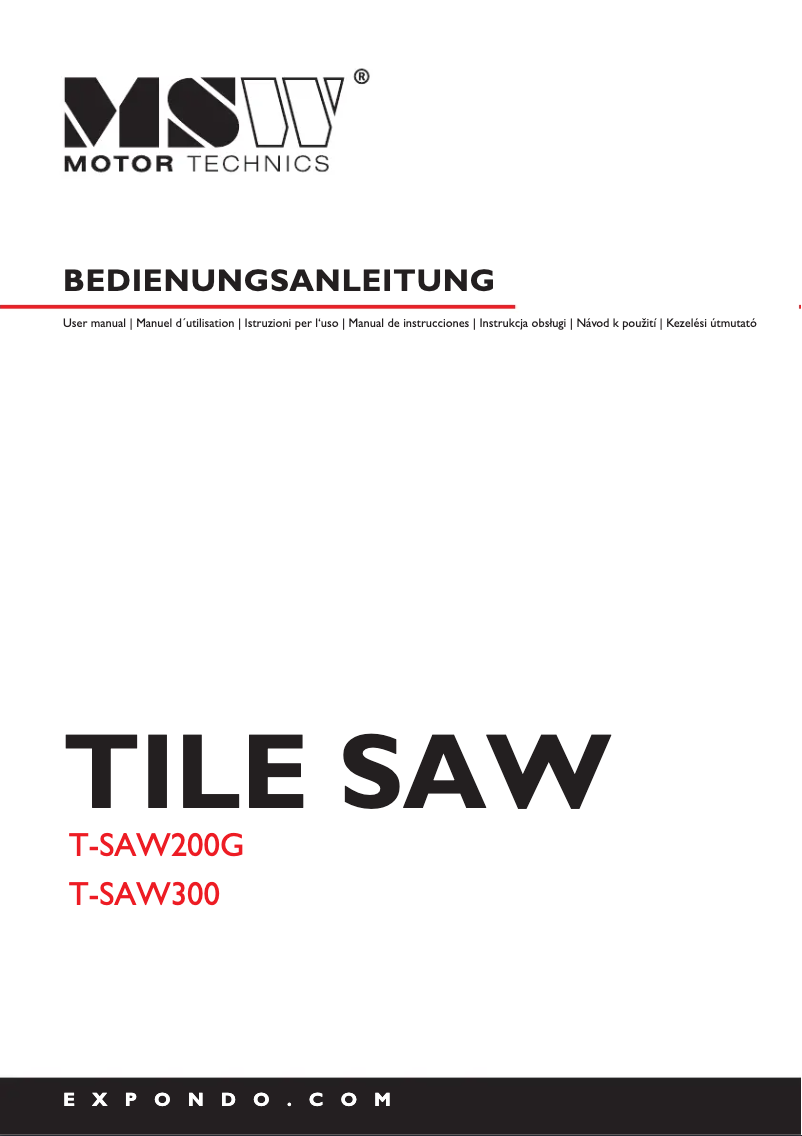 Page n°1 - Manuel utilisateur MSW T-SAW300