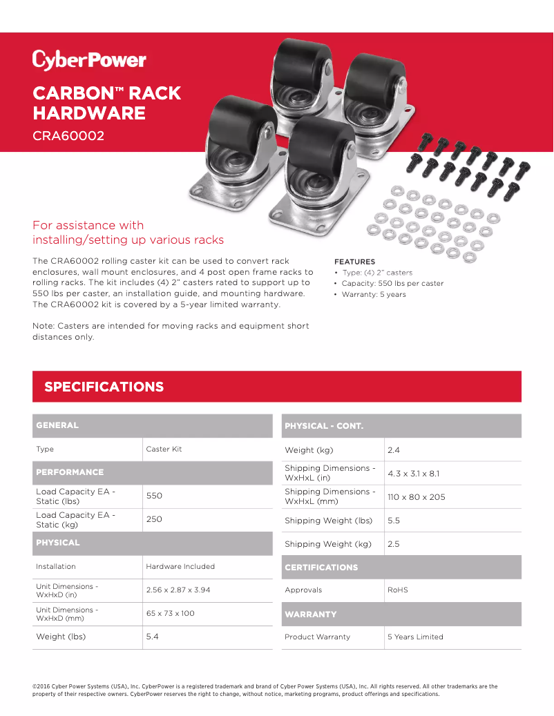 Page n°1 - Fiche technique CyberPower CRA60002