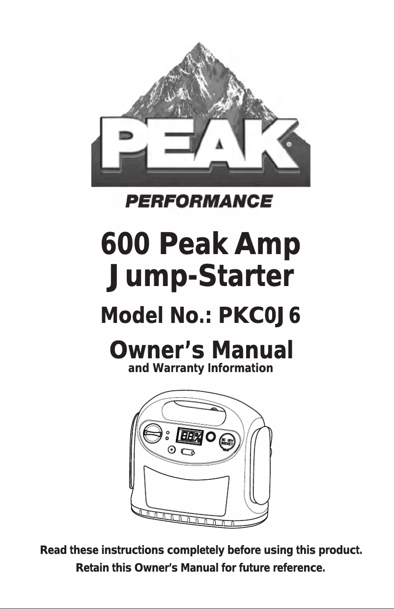 Image de la première page du manuel de l'appareil PKC0J6