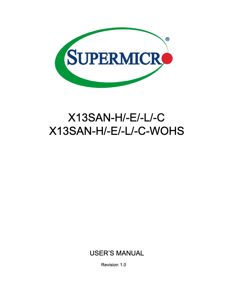 Page n°1 - Manuel utilisateur Supermicro X13SAN-C